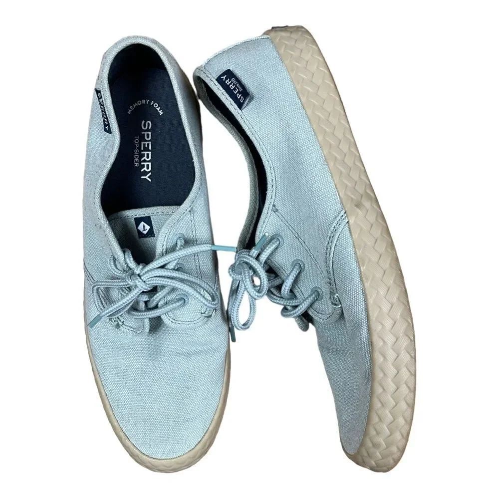 Sperry STS81974 Pier Buoy Women's Gray Blue Lace Up Low Top Sneaker Shoe Size 12